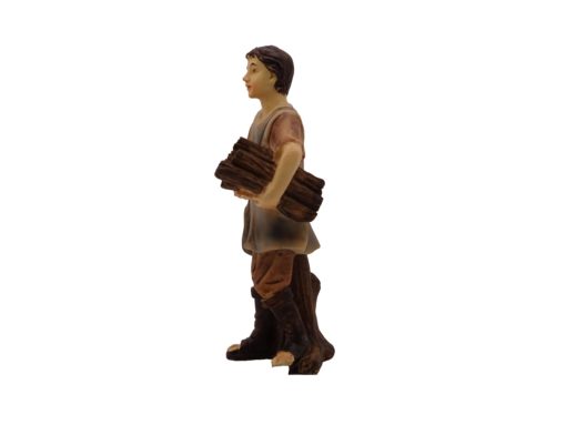 Krippenfigur Junge mit Holz unter dem Arm