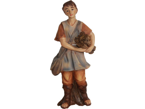 Krippenfigur Junge mit Holz