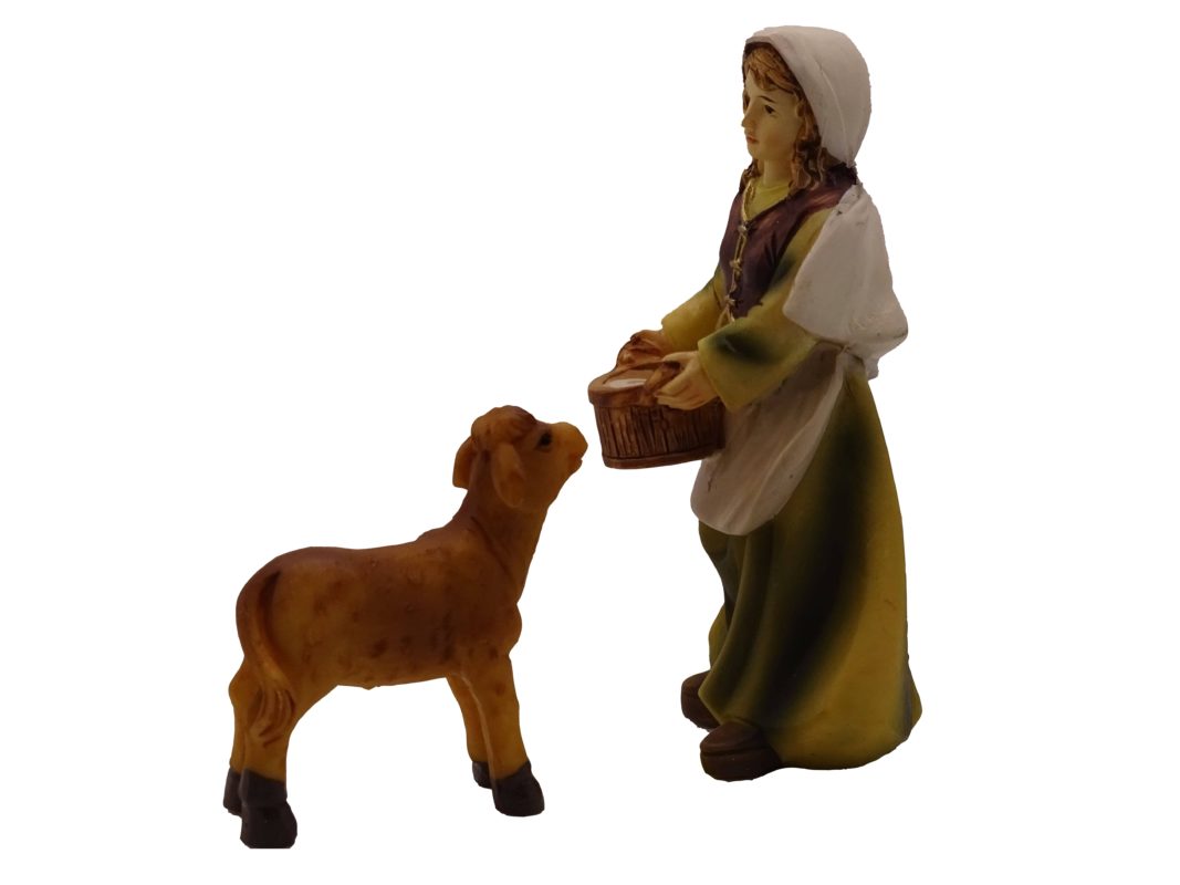 Bäuerin Mit Kalb Krippenfigur - Für 11cm Krippen Figuren Weihnachtsdekoration