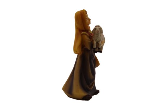 Krippenfigur Frau mit Lamm