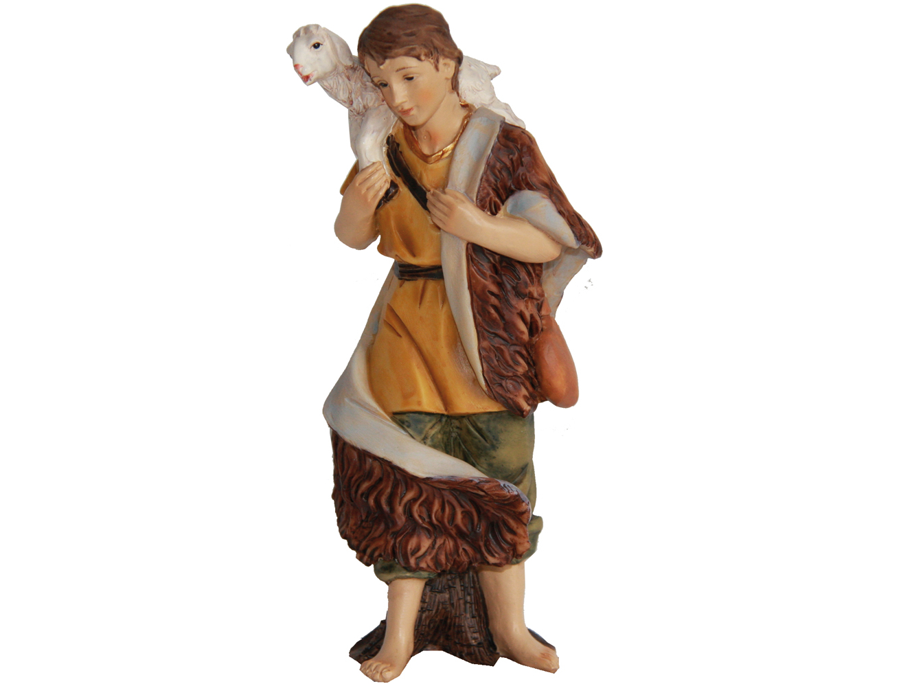 Zu 9 cm Figuren. Krippenfigur Frau mit Lamm aus Polyresin 