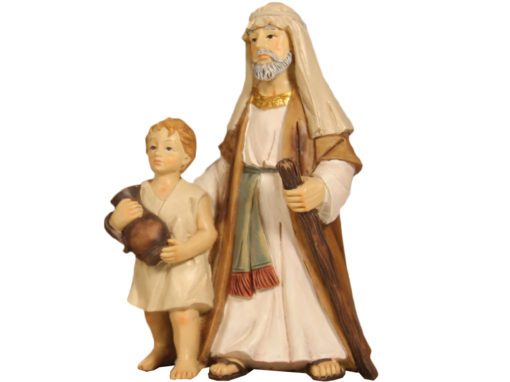 Krippenfigur Tempelwächter mit Kind