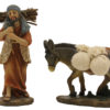 Krippenfigur Holzträger mit Esel