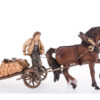 Krippenfigur Bauer mit Pferd und Karren