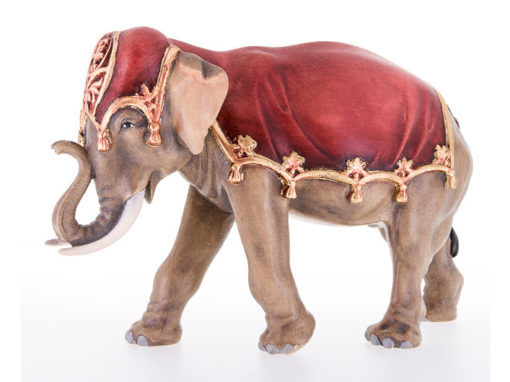 Krippenfigur Elefant mit Zierdecke