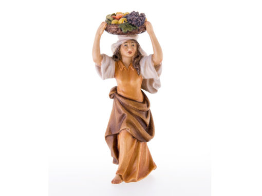 Krippenfigur Frau mit Obstkorb