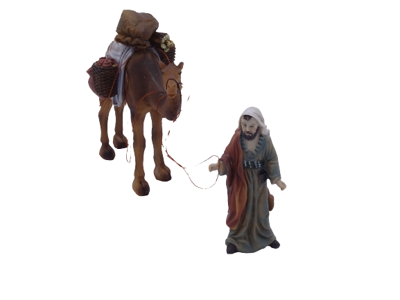 Krippenfigur Kamel mit Treiber