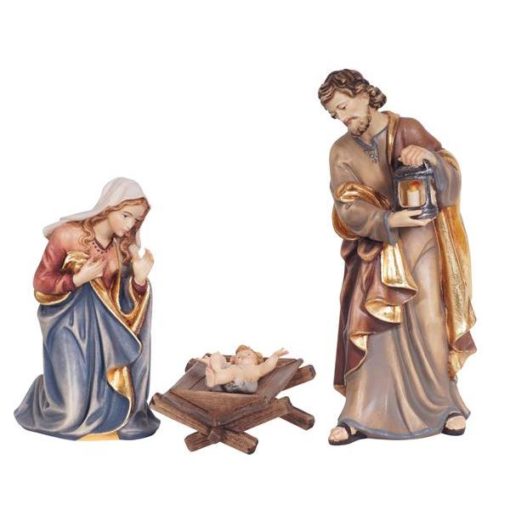 Krippenfiguren Kostner-Krippe "Heilige Familie" mit Jesukind und Holzwiege
