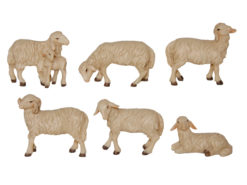 Krippenfiguren "Schafe mit Widder und Lamm"