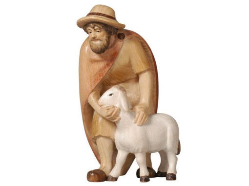 Krippenfigur PEMA-Krippe "Hirt mit Schaf" aus Eschenholz.