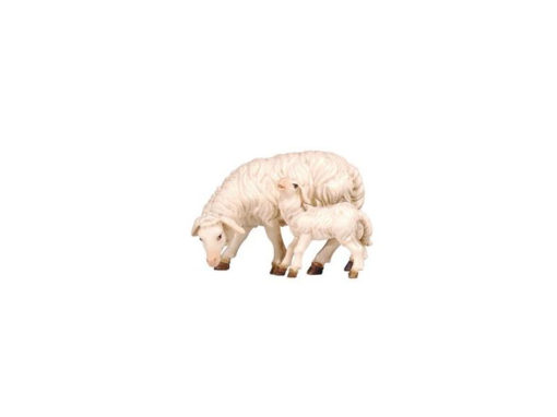 Krippenfigur Mahlknecht Krippe "Schaf äsend mit Lamm"